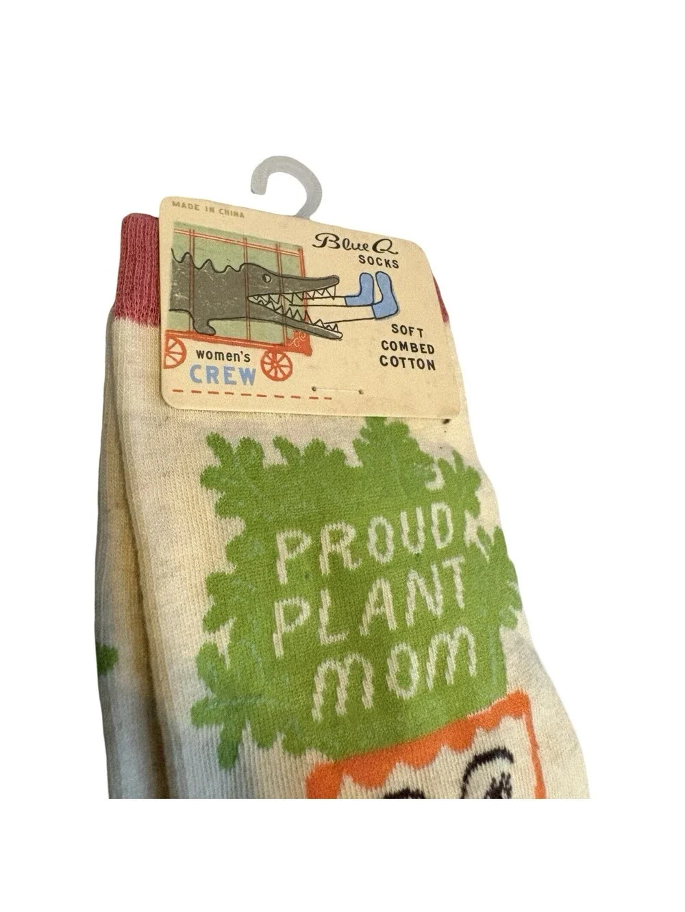 Blue Q Socks Proud Plant Mom Women's Crew Socks Sz 5-10 BNWT Soft Combed Cotton